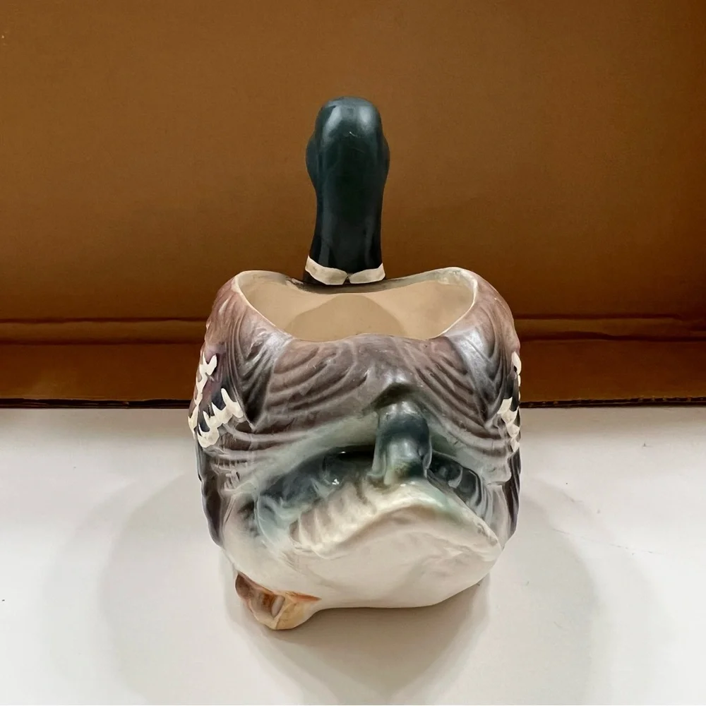 Vintage Porcelain Mallard Duck Flower‎ Planter Dish Holder